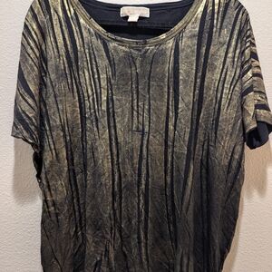 Chico's Black and Gold Striped Top